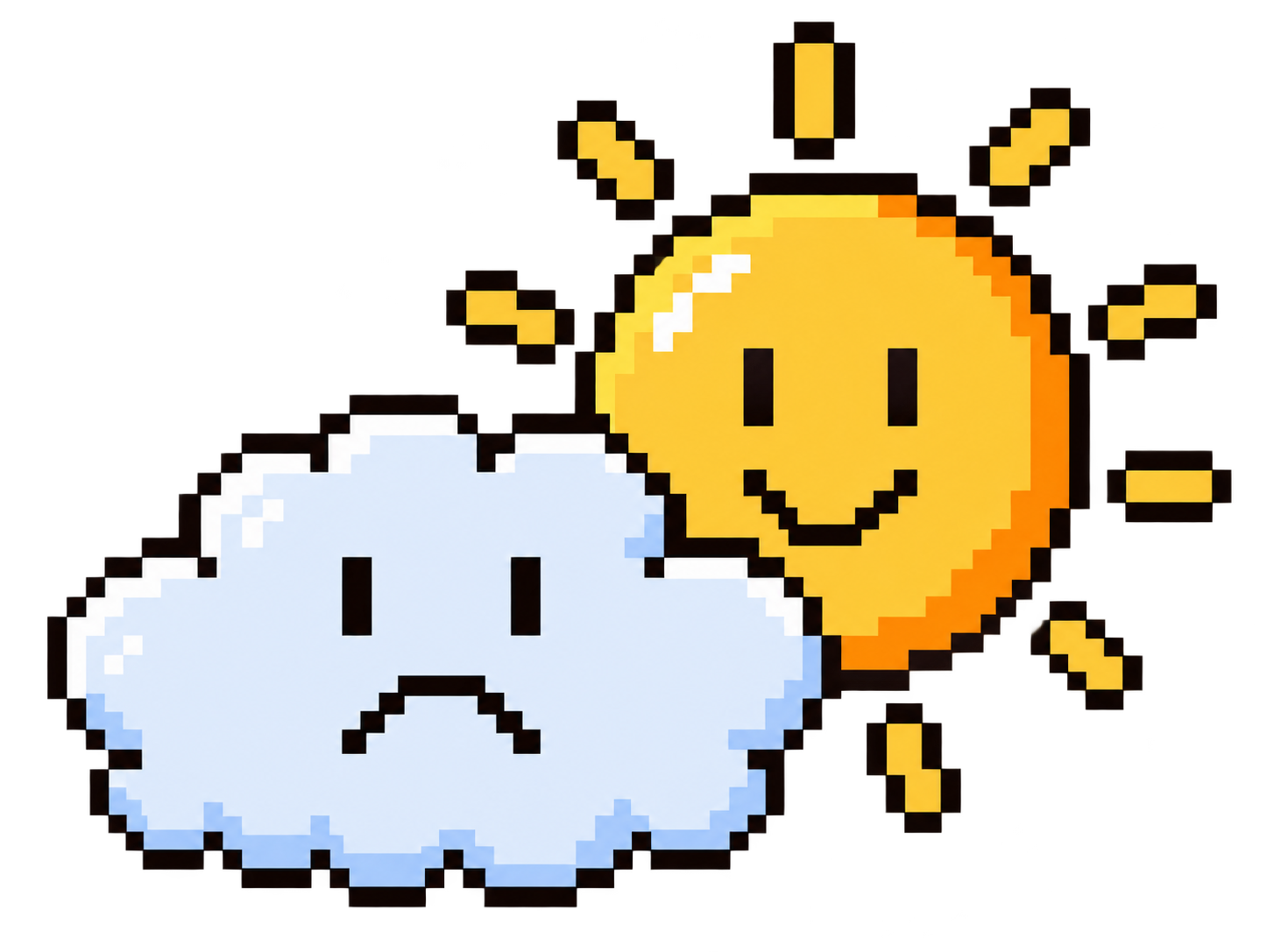 雲の後ろから顔を出す太陽のピクセルアート